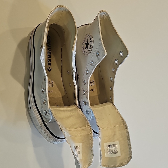 Converse Women's High Top Sneakers White Black Trim Leather Upper Women's 7.5 - Picture 9 of 12